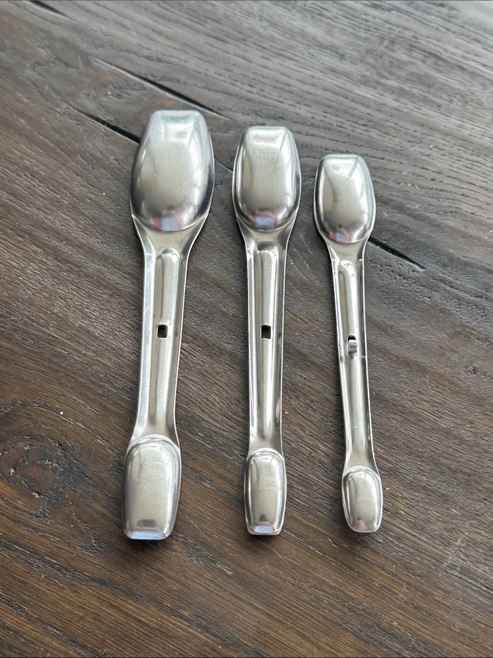 Vintage Foley Stainless Measuring Spoon Set Double Ended Snap Lock Nesting